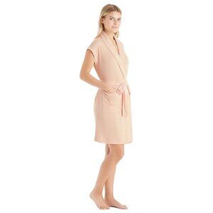 Softies Rib Dream Cap Sleeve Robe - Peach - NEW